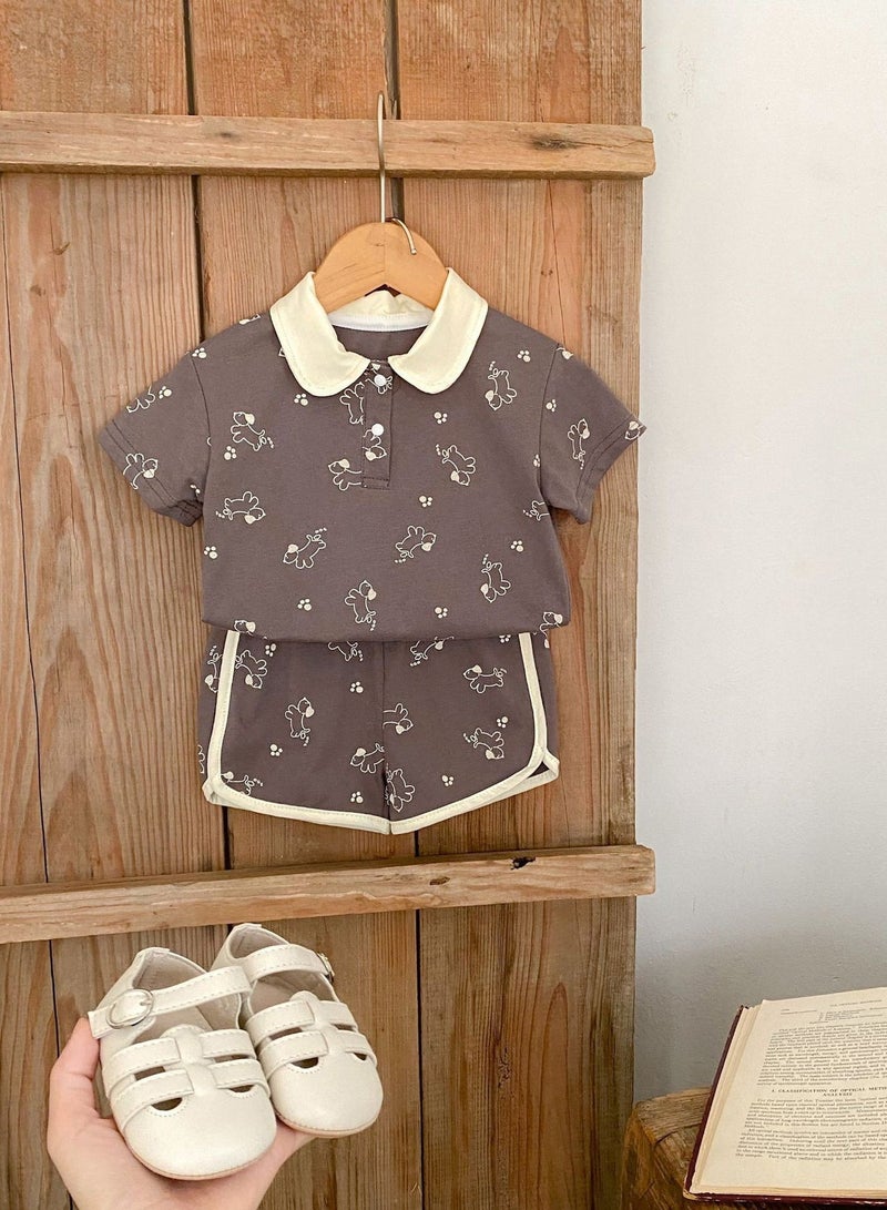 DOOKOO Summer Baby Unisex Printed Clothes Sets Newborn Short Sleeve 2 pcs Set Infant Boy Girls Cartoon Cotton Clothing Set - Image 1