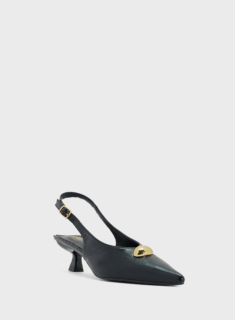 ايلا حذاء بكعب مدبب بحزام خلفي - Image 2