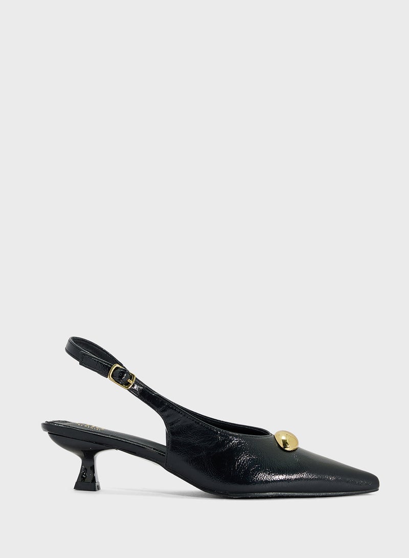 ايلا حذاء بكعب مدبب بحزام خلفي - Image 1