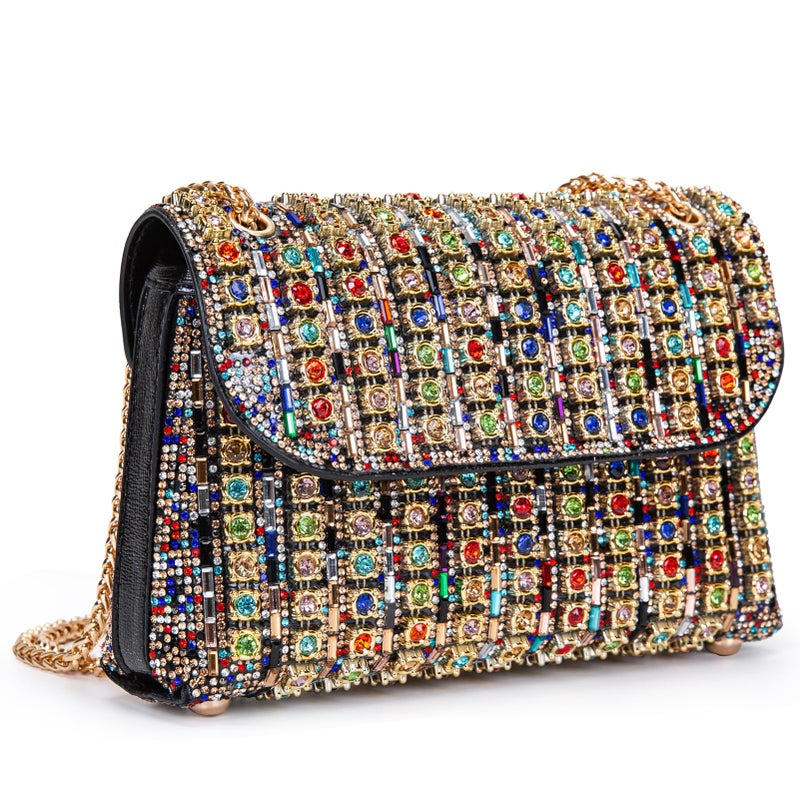 BBTT.ful Rhinestone Evening Handbags for Women Colorful Shoulder Bags Crossbody Bag Bling Bling Crystals Clutch Purse with Chain - Image 1