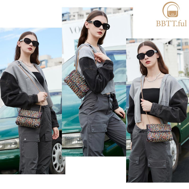 BBTT.ful Rhinestone Evening Handbags for Women Colorful Shoulder Bags Crossbody Bag Bling Bling Crystals Clutch Purse with Chain - Image 2