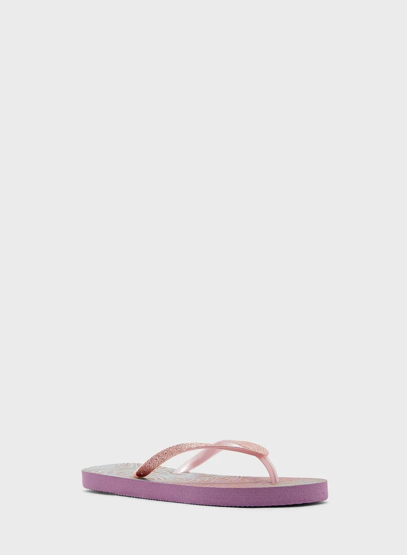Ginger Ombre Zebra Print Flip Flops