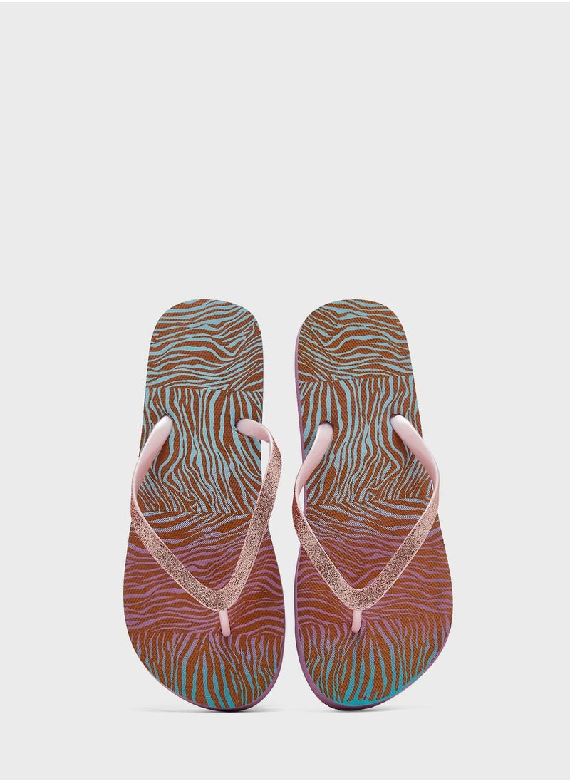 Ginger - Ombre Zebra Print Flip Flops - Image 1