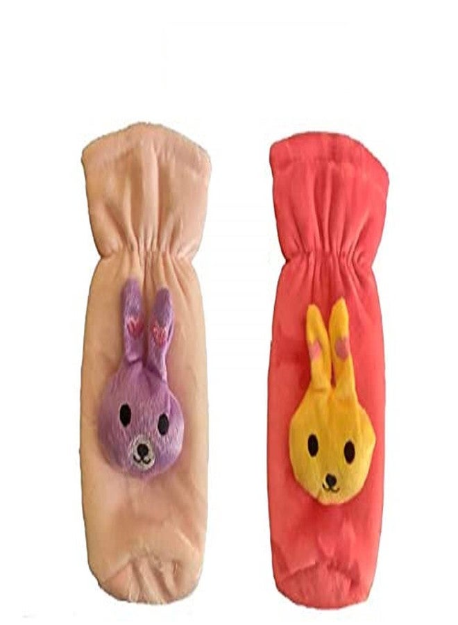Alya New Born Baby Nursing Feeding Bottle Cover with Soft Stretchable Velvet Attractive Cartoon Design for Toddlers Infants I Baby Milk Feeder Bottle Cover 150 ML-200 ML (RED-Peach; Pack of 2) - Image 1