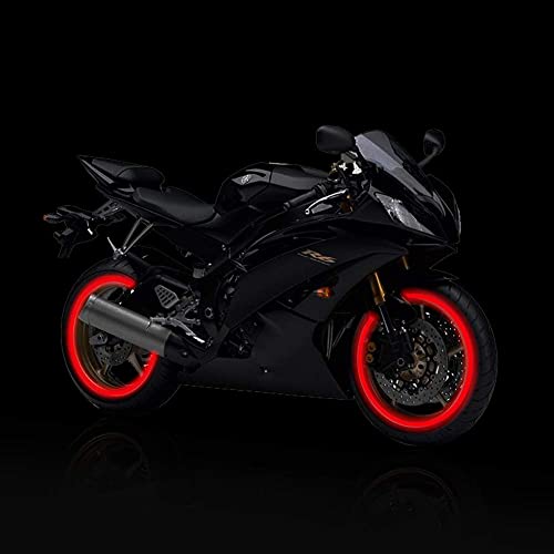 Leasinder 16pcs 17-19'' Reflective Wheel Rim Stripe Decal Sticker for Motorcycle Wheels Car Cycling Bike Bicycle Night Safety Decoration Stripe Universal Reflective Rim Stickers (Style 1 Red) - Image 5