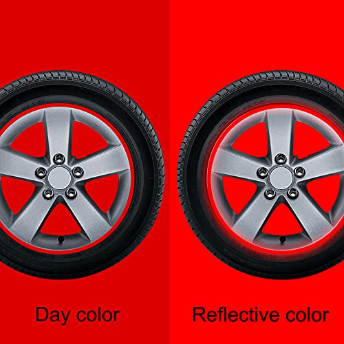 Leasinder 16pcs 17-19'' Reflective Wheel Rim Stripe Decal Sticker for Motorcycle Wheels Car Cycling Bike Bicycle Night Safety Decoration Stripe Universal Reflective Rim Stickers (Style 1 Red) - Image 4
