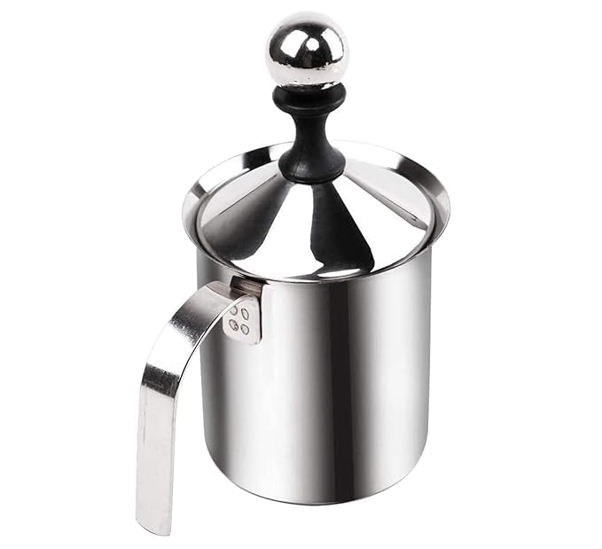 WICHARSH WICHARSH Coffee Frother Stainless Steel Manual Milk Frother for Coffee Handheld Coffee Milk Frother PitchersManual Operated Milk Foam Maker for Cappuccino Coffee Beater Chocolate Coffee Beater  - Image 1