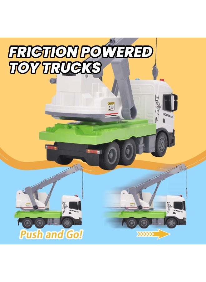 The Toys Home Smart BeBe Official Licensed Scania Crane Truck Toy Friction Powered with Rotatable Retractable Raisable Crane Arm with Pully System Lights and Sounds Boys & Girls Gifts - Image 2