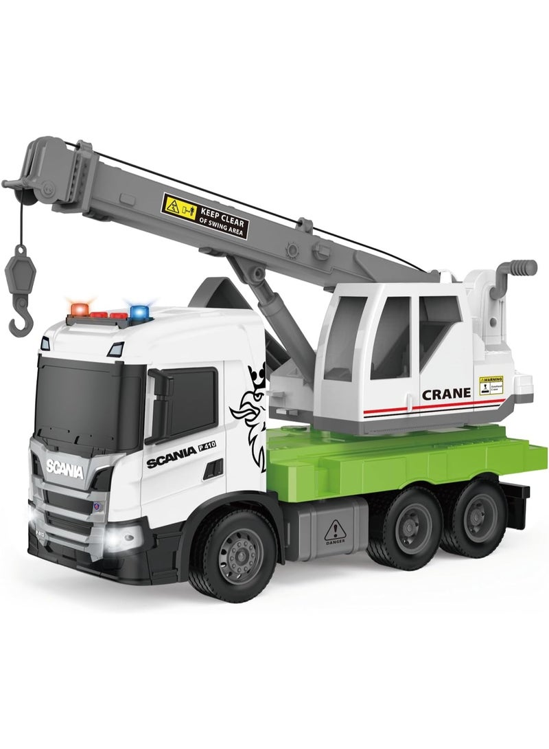 The Toys Home Smart BeBe Official Licensed Scania Crane Truck Toy Friction Powered with Rotatable Retractable Raisable Crane Arm with Pully System Lights and Sounds Boys & Girls Gifts - Image 1