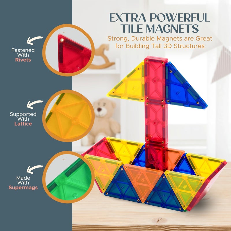 Playmags Magnetic Tiles for Kids â€“ 100pcs Magnet Building Set for Toddlers Ages 1-5 | Stem Montessori Toy for 2 3 4 Year Old Boys & Girls | Toys for Toddlers, Preschool & Middle School Children - Image 3
