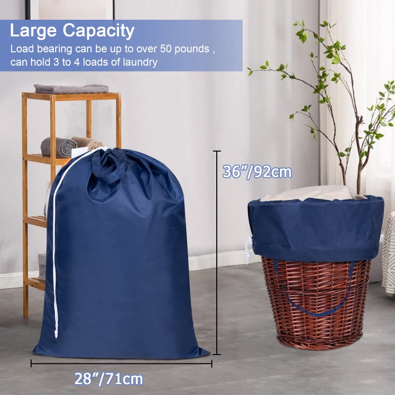 Polecasa Extra Large Heavy Duty Laundry Bag with 130gsm Tear Resistant Fabric, ID Tag and Handles, Easy to Carry Waterproof Dirty Clothes Drawstring Bag, Washable Hamper Bag for Travel, 2 Pack 28 - Image 4