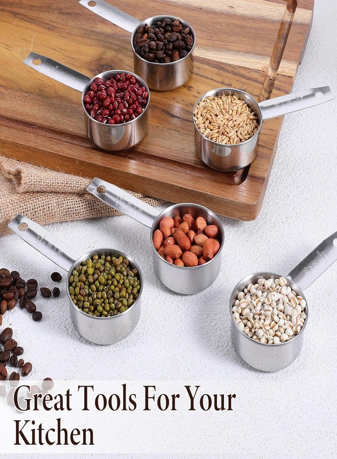 Zyghjort 10 Pcs 1/4 Cup Scoop, 60ml/2oz Stainless Steel Measuring Spoons Metal Measuring Cups With Ergonomic Handles for Dry Liquid Ingredients Precise Baking Cooking Kitchen Tools, Dishwasher Safe - Image 2
