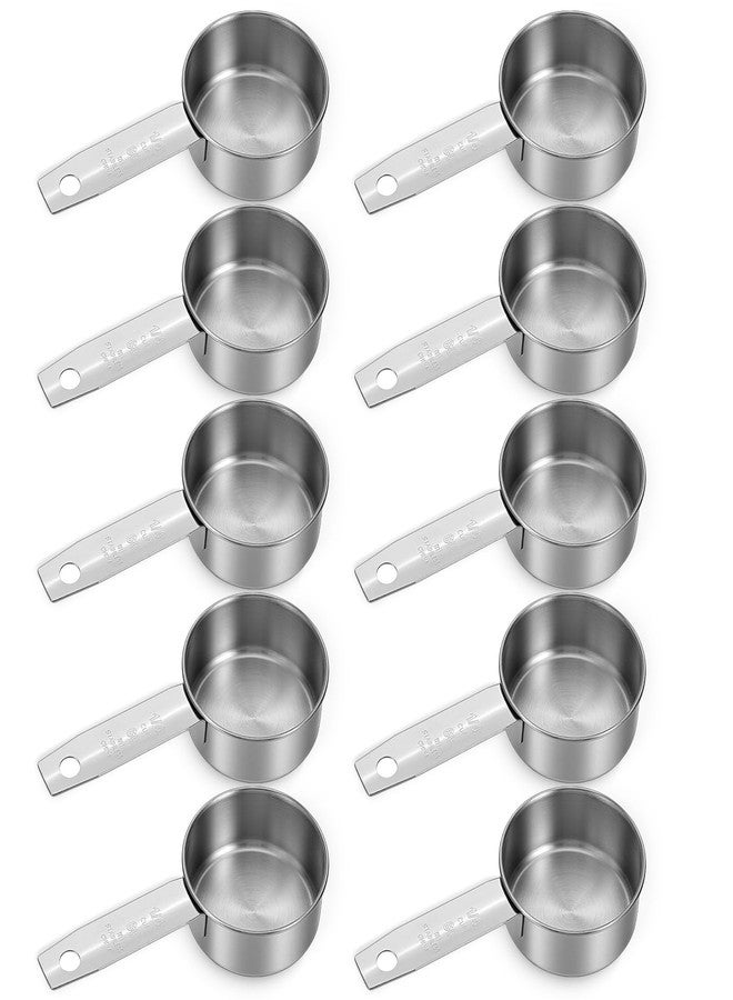 Zyghjort 10 Pcs 1/4 Cup Scoop, 60ml/2oz Stainless Steel Measuring Spoons Metal Measuring Cups With Ergonomic Handles for Dry Liquid Ingredients Precise Baking Cooking Kitchen Tools, Dishwasher Safe - Image 1
