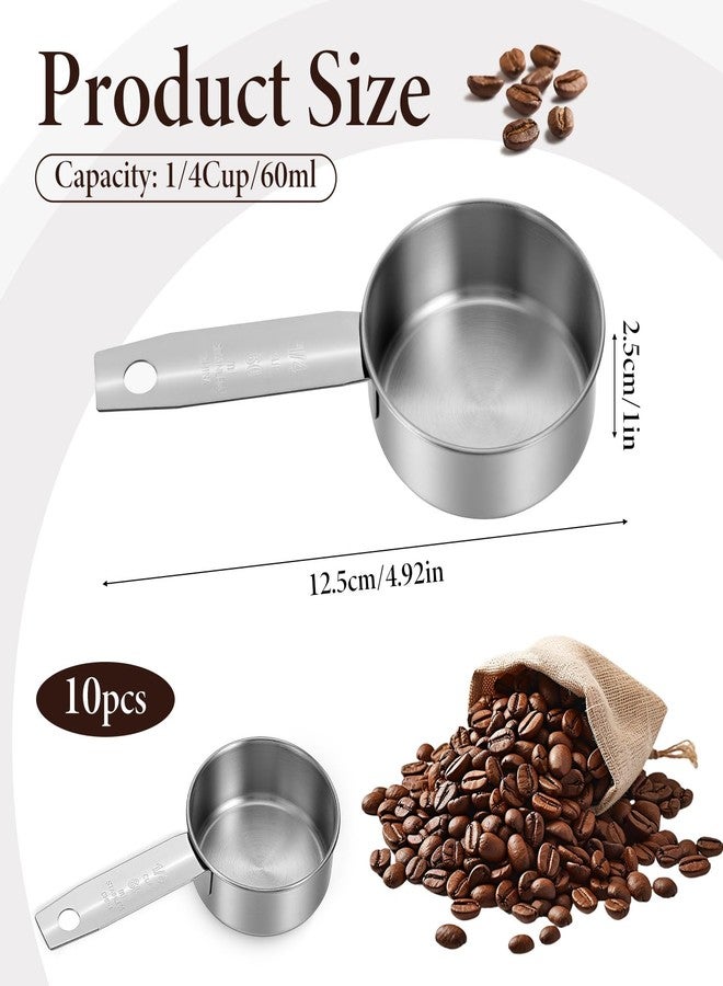 Zyghjort 10 Pcs 1/4 Cup Scoop, 60ml/2oz Stainless Steel Measuring Spoons Metal Measuring Cups With Ergonomic Handles for Dry Liquid Ingredients Precise Baking Cooking Kitchen Tools, Dishwasher Safe - Image 3