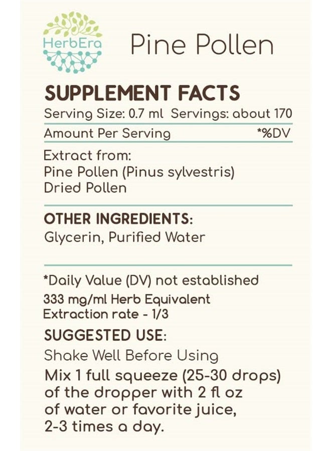HerbEra Pine Pollen B120 Alcohol-Free Herbal Extract Tincture, Concentrated Liquid Drops Natural (Song Hua Fen, Scots Pine, Pinus Sylvestris) 4 fl oz - Image 2