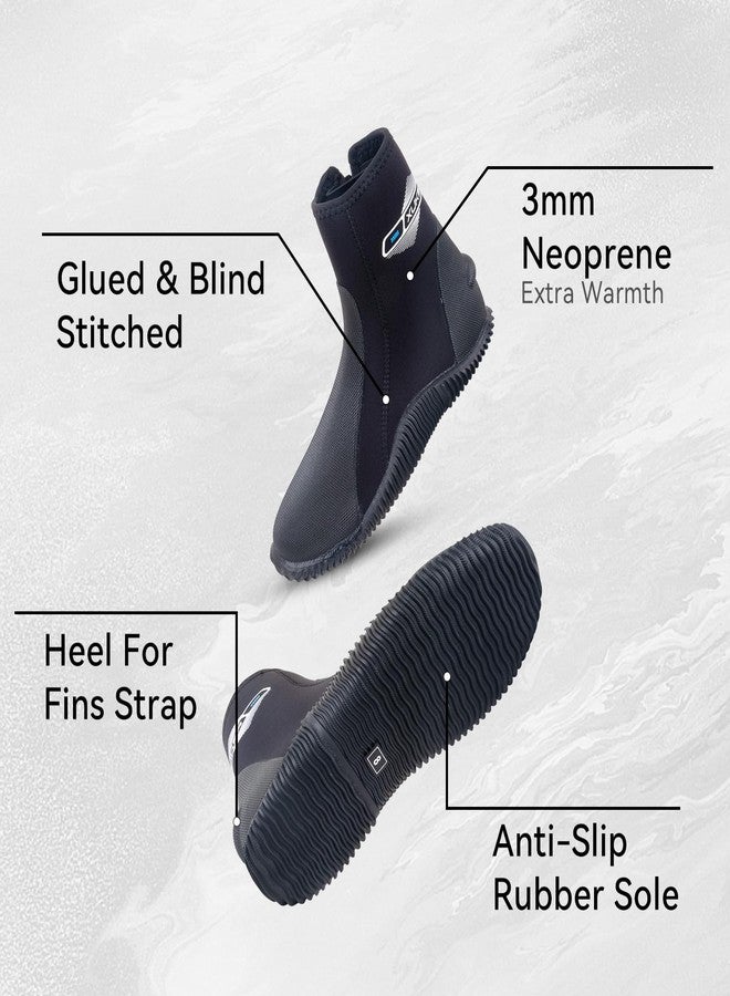 XUKER Neoprene Diving Wetsuit Boots 3mm Zipped Adult Unisex Water Boots Glued Blind Stitched with Anti-Slip Rubber Sole for Water Sports - Image 3