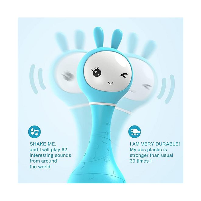 Alilo Smarty Shake & Tell Rattle - Educational Toy for Babies, BPA-Free, Glowing Ears, Hi-Fi Speaker, Includes Songs & Stories - Image 5