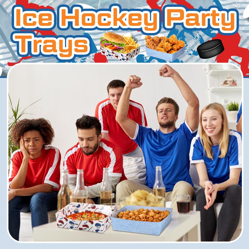 Teling 36 Pack Hockey Party Supplies Large 5 lb Hockey Plates Trays Bowls Paper Food Boats Disposable Nacho Serving Snack Trays for Sport Themed Birthday and Tailgate Party Decorations Favors - Image 5