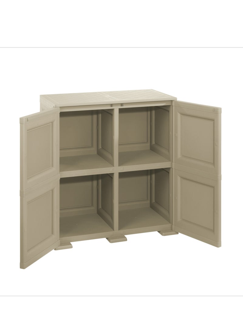 Tontarelli Tontarelli Storage Cabinet, Made in Italy, for Home, Office & Outdoor, Garage Organizer, Multipurpose Storage Unit with 4 Compartments & 2 Shelves, 79L x 43W x 85.5H cm, Greyish Brown, TRL-8085549908  - Image 2