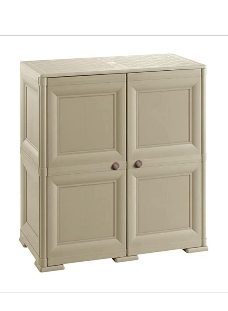 Tontarelli Tontarelli Storage Cabinet, Made in Italy, for Home, Office & Outdoor, Garage Organizer, Multipurpose Storage Unit with 4 Compartments & 2 Shelves, 79L x 43W x 85.5H cm, Greyish Brown, TRL-8085549908  - Image 1