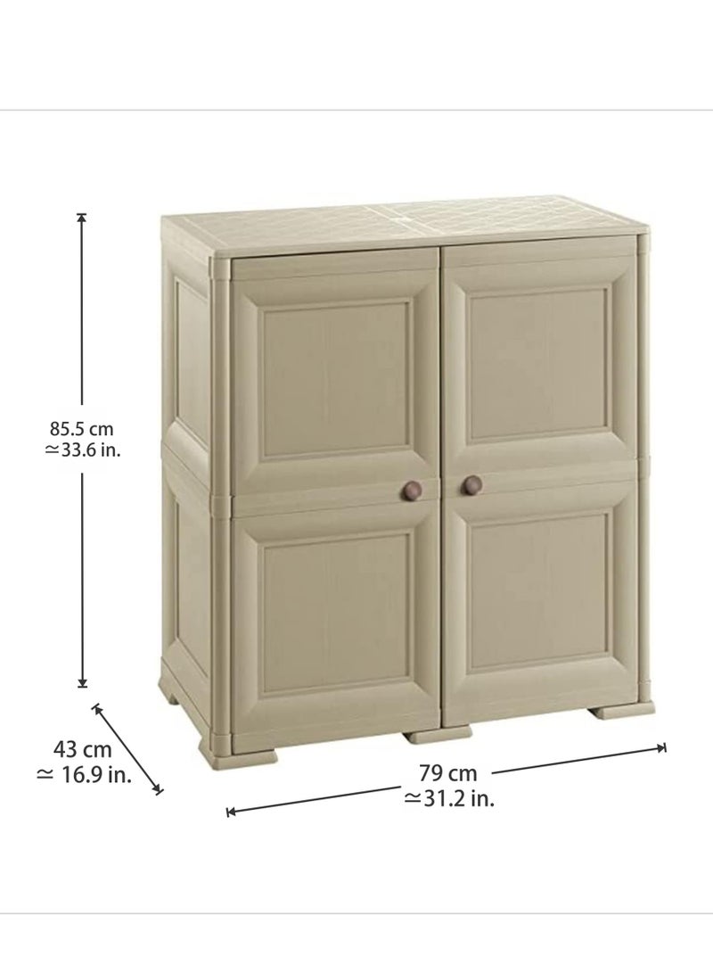 Tontarelli Tontarelli Storage Cabinet, Made in Italy, for Home, Office & Outdoor, Garage Organizer, Multipurpose Storage Unit with 4 Compartments & 2 Shelves, 79L x 43W x 85.5H cm, Greyish Brown, TRL-8085549908  - Image 3