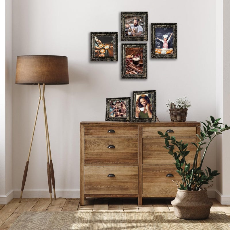 Tkygu 4X6 Picture Frames Set Of 4- Rustic Retro Photo Frame With Real Glass Wall Mount And Tabletop Display Family Friends Wedding Gift - Image 5