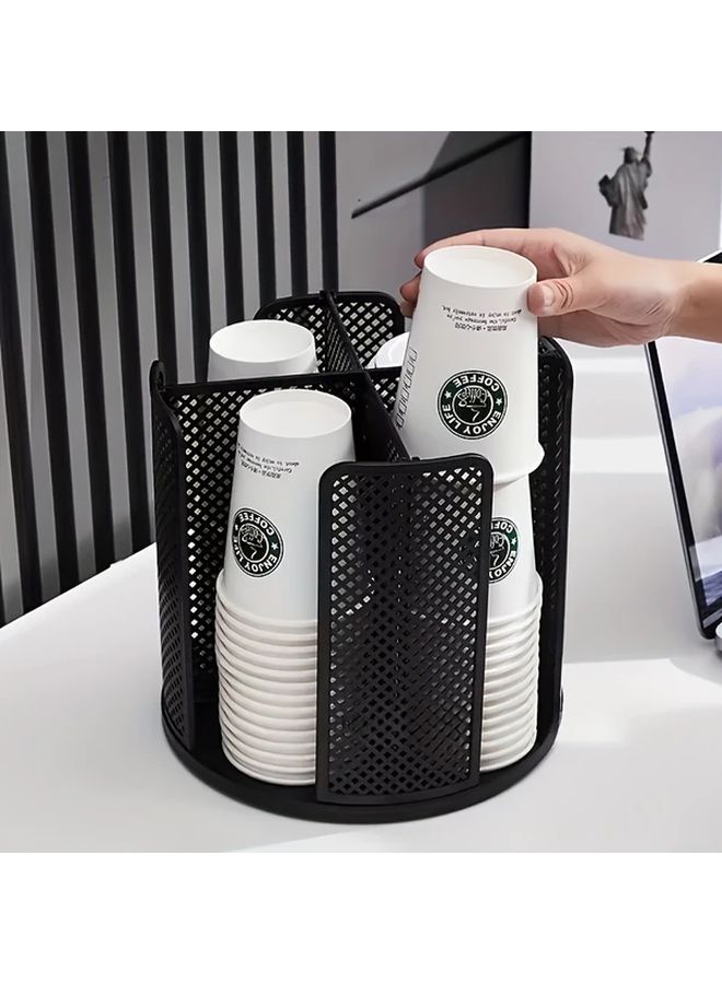 White 360 Degree Rotating Multi Tier Cup Holder Heavy Duty Plastic Mesh Storage Organizer For Office Kitchen Bathroom Space Saving Countertop Dispenser For Disposable Cups Plates Containers No Fill Slot Indicator - Image 1