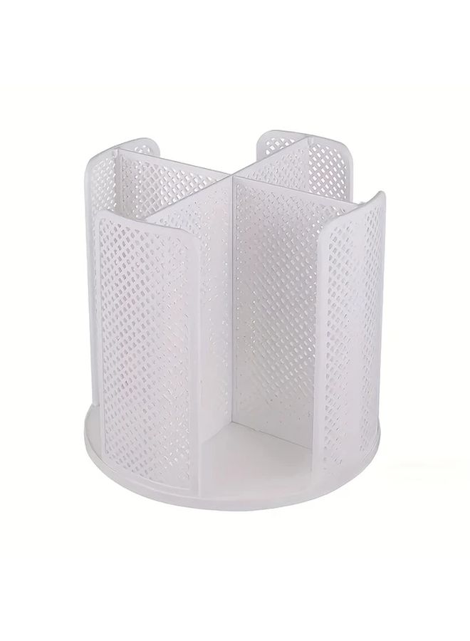 White 360 Degree Rotating Multi Tier Cup Holder Heavy Duty Plastic Mesh Storage Organizer For Office Kitchen Bathroom Space Saving Countertop Dispenser For Disposable Cups Plates Containers No Fill Slot Indicator - Image 2