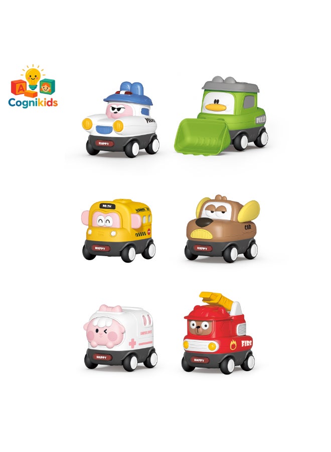 COGNIKIDS مجموعة سيارات موسيقية ذات جاذبية مغناطيسية (3 قطع) | سيارة، سيارة إسعاف ورافعة شوكية | ألعاب سيارات تدفع وتذهب مع موسيقى وصوت | سيارات تعرف على القشرة المغناطيسية للأطفال الصغار - Image 2