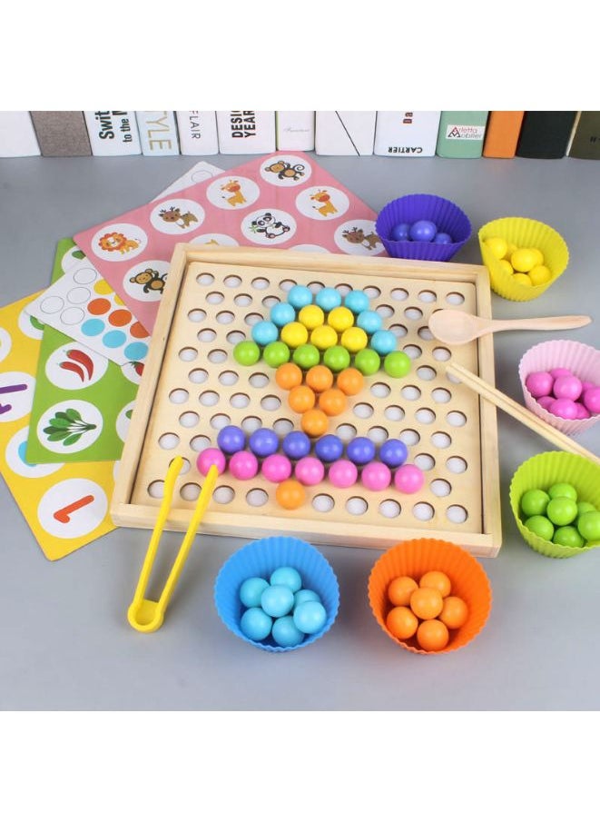 Generic - Two In One Memory Chess Clip Bead Game Baby Exercise Using Chopsticks Wooden Montessori Early Childhood Memory Training Toy - Image 1