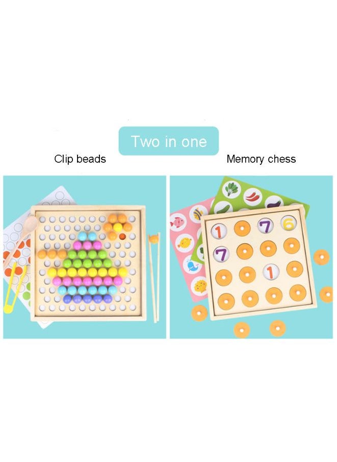 Generic - Two In One Memory Chess Clip Bead Game Baby Exercise Using Chopsticks Wooden Montessori Early Childhood Memory Training Toy - Image 1