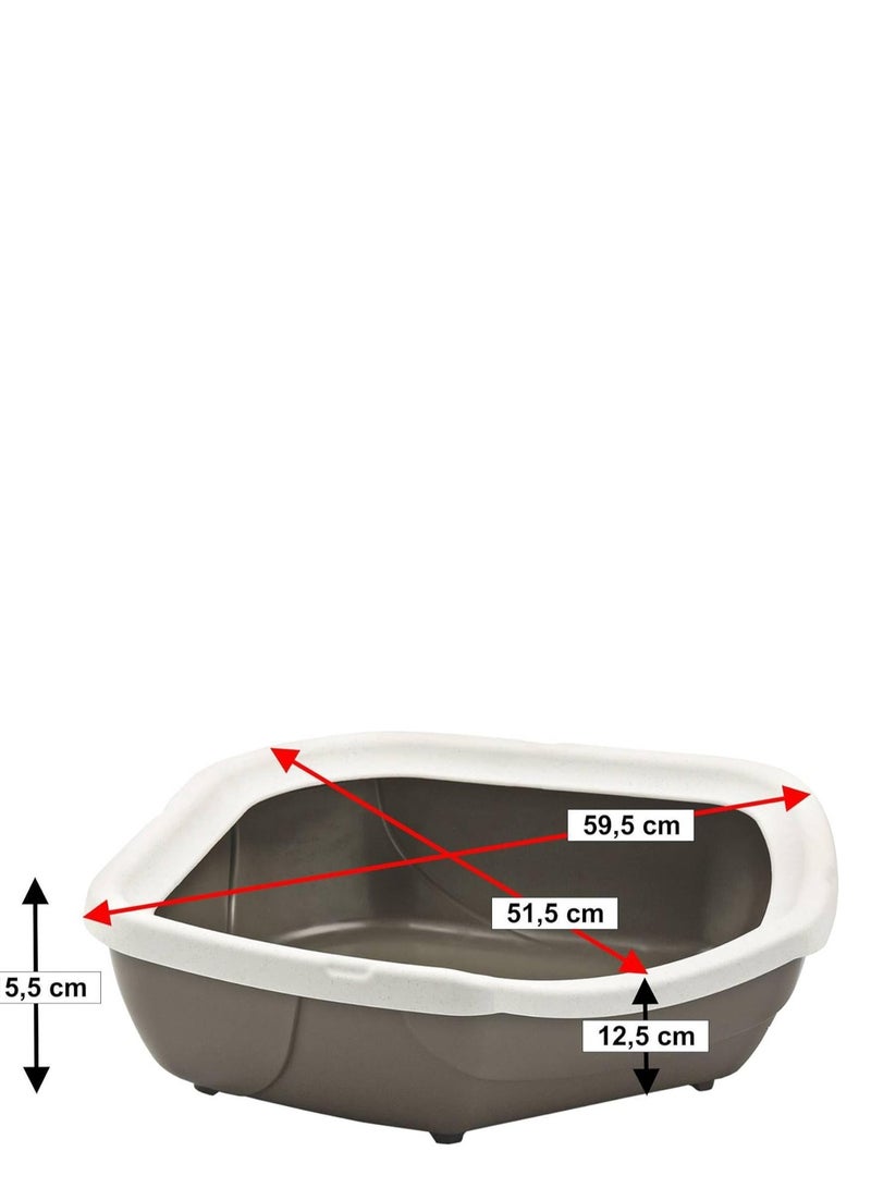 ام بي اس صندوق فضلات القطط - مرحاض زاوية - أبيض / بني