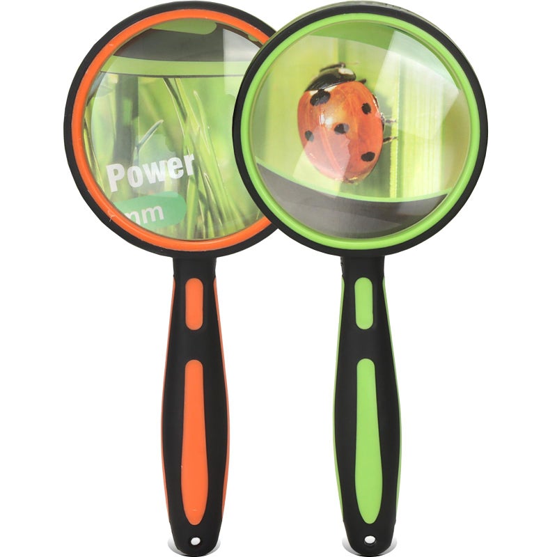 Ocim 2 Pack Magnifying GlassKids Magnifier Shatterproof75mm 10X Lens with NonSlip Rubber Handle for Handheld Seniors Reading  Children ScienceExplore