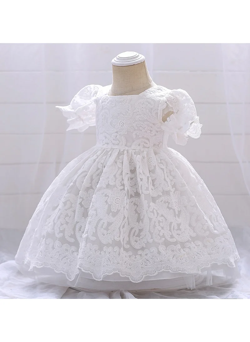 D'Daniela Emily White Embroidery Party Dress