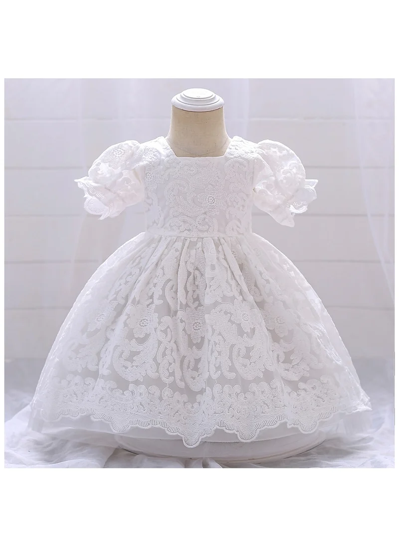 D'Daniela Emily White Embroidery Party Dress