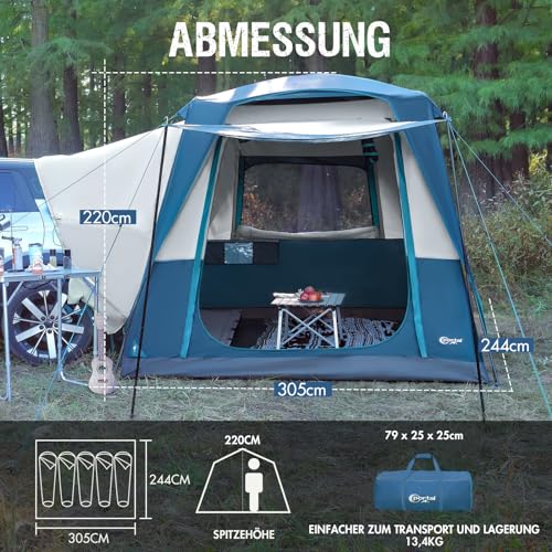 Portal 5-Person SUV Tent with Porch, 2-in-1 Car Camping Tent, Water-Resistant & Windproof, Trunk Tent with 2 Doors for Travel & Outdoor Adventures - Image 3