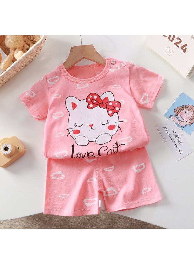 New Children's Wear Short-sleeved Suit Children's Short-sleeved Shorts Girls' Summer One-piece Boys' T-shirt Two-piece Baby Clothes
