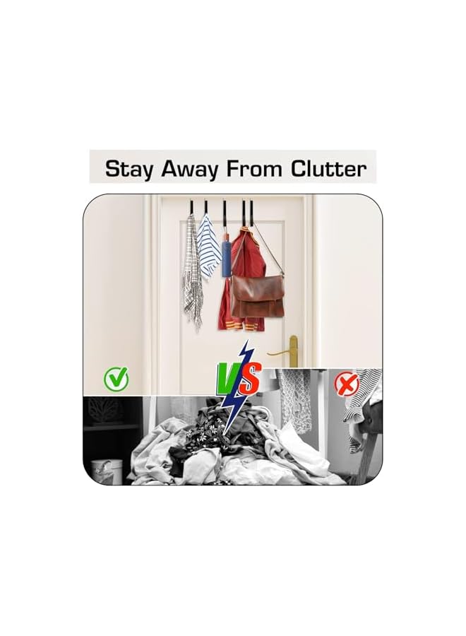 promass Over the Door Hooks, 6 Pack Heavy Duty Organizer Hooks for Bathroom, Living Room, Kitchen Hanging Clothes, Towels, Shoe Bag, Hats, Door Hangers Hooks with Rubber Prevent Scratches - Image 5