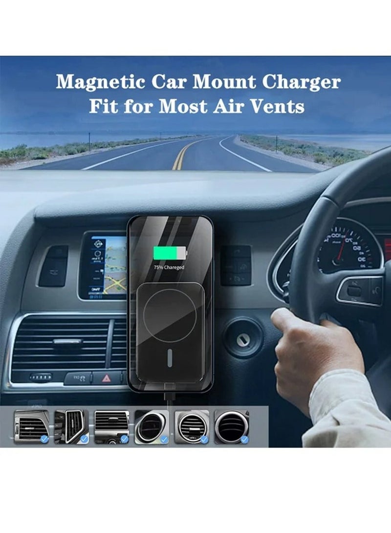 Coconut Magsafe Wireless Car Charger, 15W Fast Charging Magnetic Charger, Car Mobile Phone Holder That Can Be Installed on the Air Outlet for Wireless Charging, Suitable for Xiaomi iPhone Huawei Samsung - Image 4