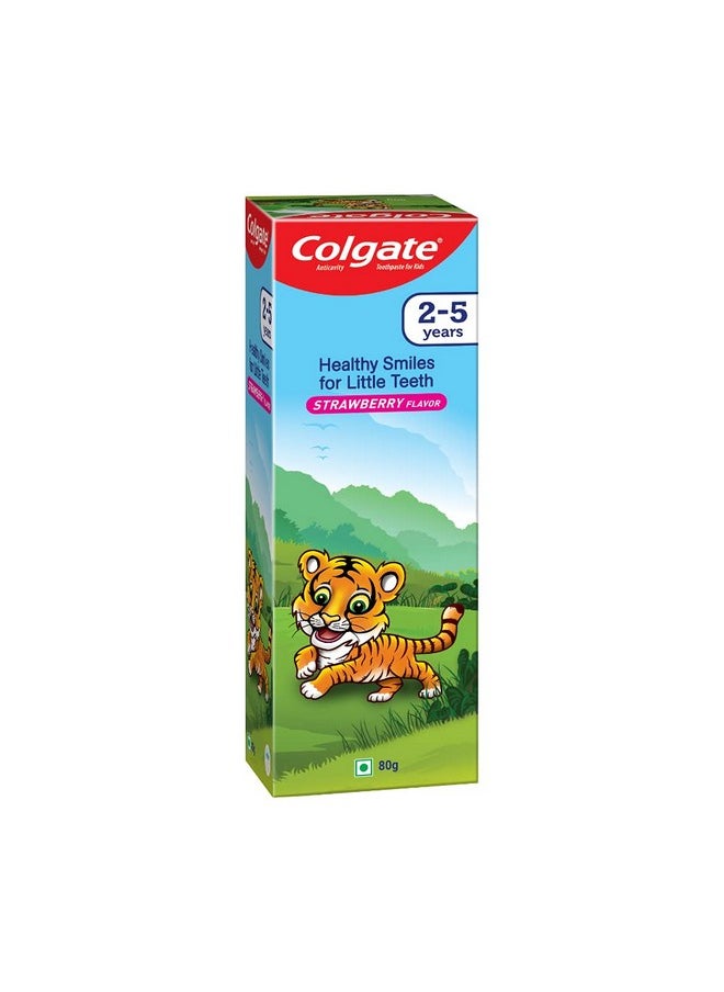 Colgate - Kids Toothpaste For 2-5 Years - 80Gm, Tooth Paste With 50% Lesser Abrasive Formula For Protecting Against Cavities (Strawberry Flavour) - Image 1