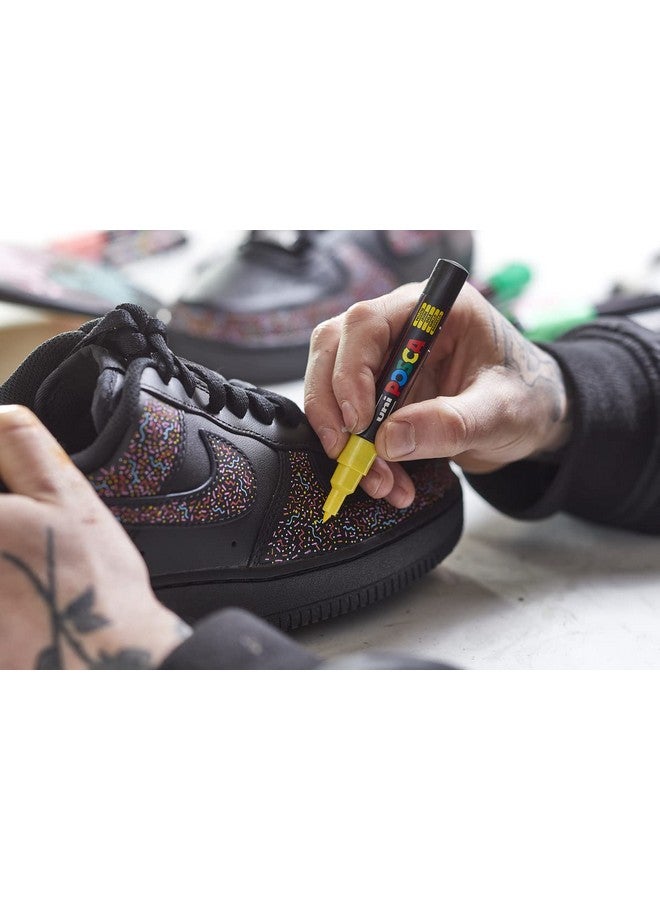 posca Markers Set, 4 Medium Paint Markers 5M - Mono Tones - Black, White, Gold, Silver - Image 2