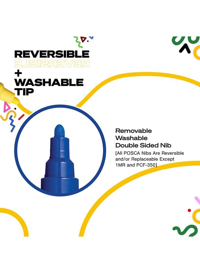 posca Markers Set, 4 Medium Paint Markers 5M - Mono Tones - Black, White, Gold, Silver - Image 4