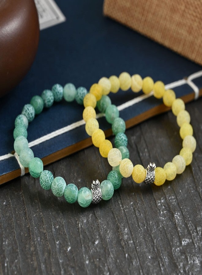 Softones 8mm Beaded Pineapple Bracelets for Women Men Best Friend Bracelet Stretch Charm Bracelets Gifts - Image 3