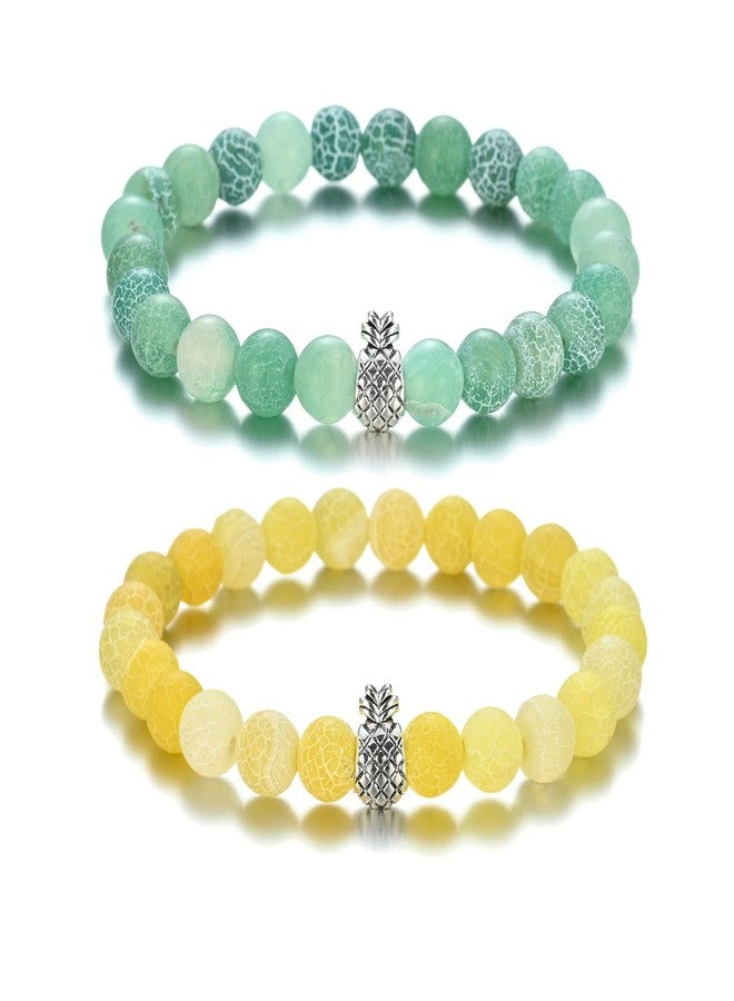 Softones 8mm Beaded Pineapple Bracelets for Women Men Best Friend Bracelet Stretch Charm Bracelets Gifts - Image 1