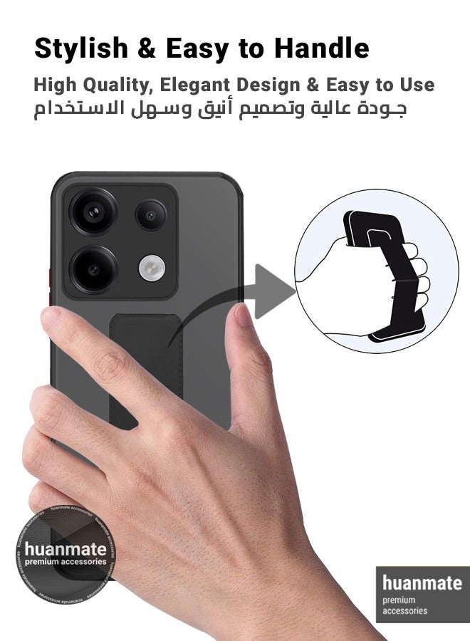 هووانميت حافظة لهاتف شاومي ريدمي نوت 13 برو 5 جي، حافظة مغناطيسية ممتازة مع حامل مقبض يدوي ومسند - غطاء أنيق وعملي لقبضة معززة وراحة مطلقة وتجربة مشاهدة بدون استخدام اليدين - أسود - Image 3