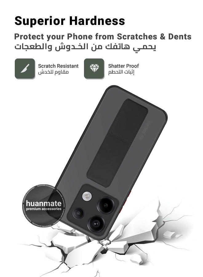 هووانميت حافظة لهاتف شاومي ريدمي نوت 13 برو 5 جي، حافظة مغناطيسية ممتازة مع حامل مقبض يدوي ومسند - غطاء أنيق وعملي لقبضة معززة وراحة مطلقة وتجربة مشاهدة بدون استخدام اليدين - أسود - Image 4