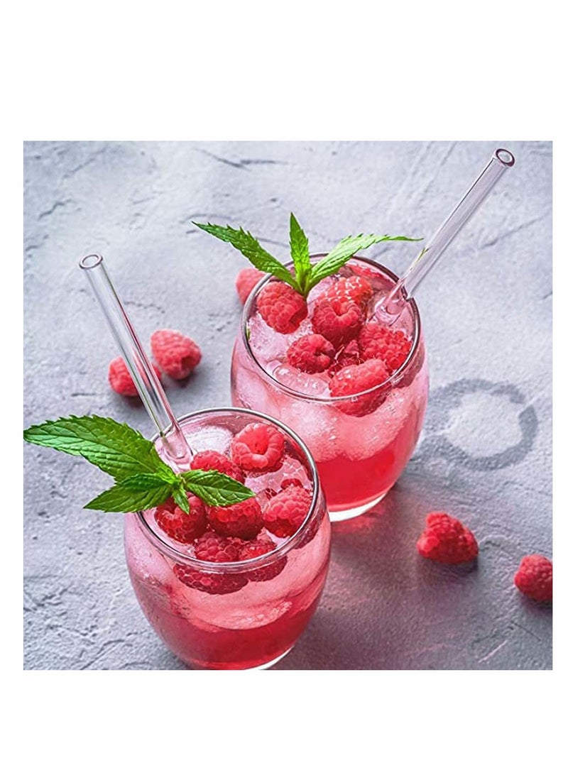 6Pcs Reusable Glass Straws for Milkshakes, Frozen Drinks, Smoothies, Teas, Juices, Diameter 10 mm, with 2 Cleaning Brushes  - Image 5