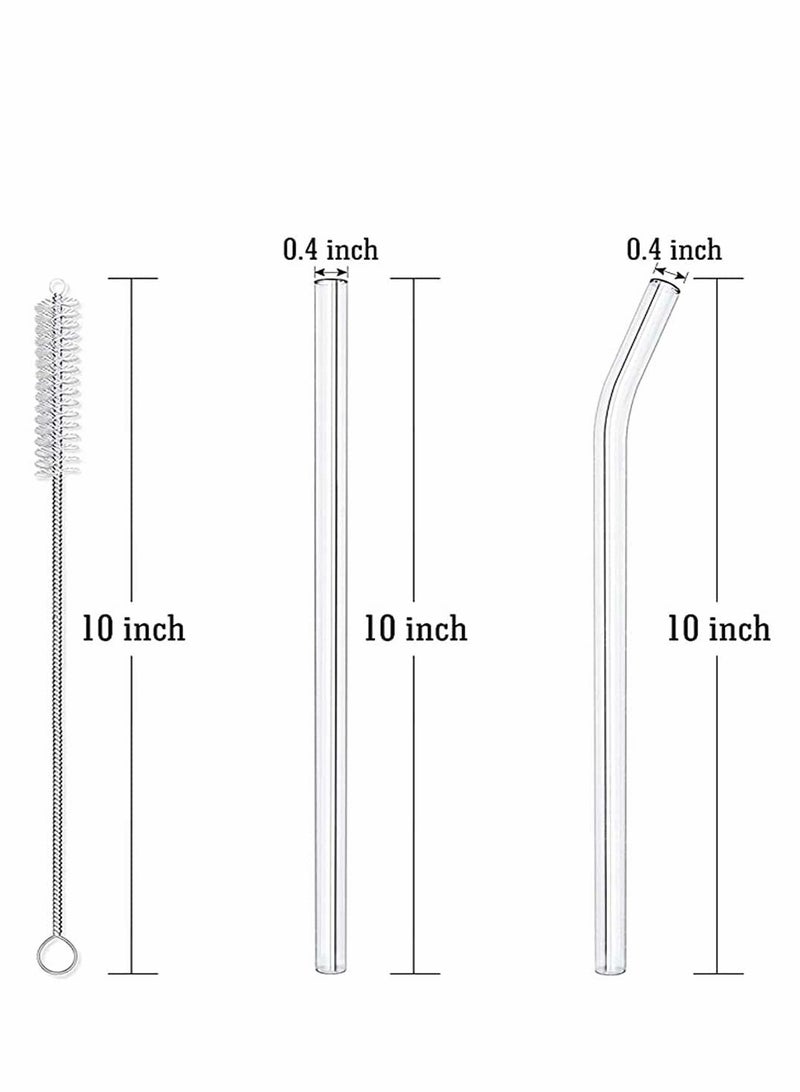6Pcs Reusable Glass Straws for Milkshakes, Frozen Drinks, Smoothies, Teas, Juices, Diameter 10 mm, with 2 Cleaning Brushes  - Image 4