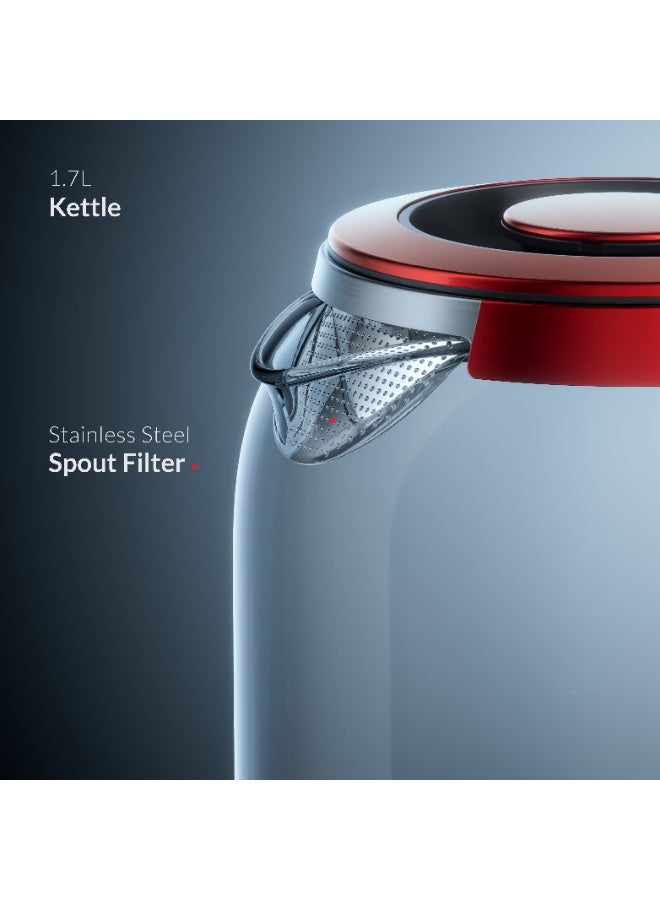 Feller Germany EK730 Electric Kettle, 1.7L German Schott Glass, 2200W Fast Boil, Strix Control, BPA Free (Red) - Image 4