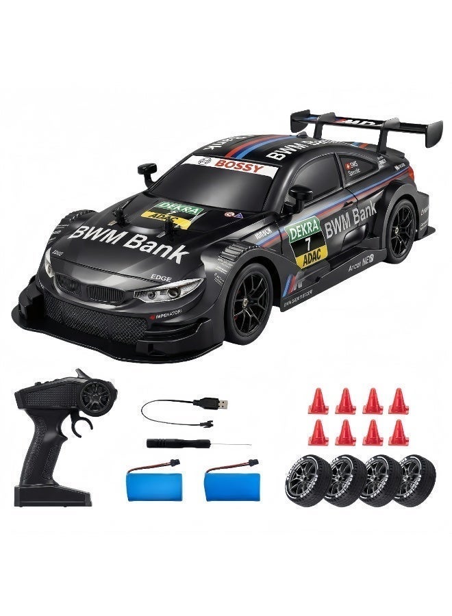 LBMT سيارة تحكم عن بعد 1:16 مع بطاريتين قابلتين لإعادة الشحن، سيارة RC Drift 2.4 جيجا هرتز 4WD 20 كم/ساعة عالية السرعة مع مصابيح LED وإطارات الانجراف، لعبة سباق RC للبالغين الأولاد والبنات والأطفال (أسود) - Image 1